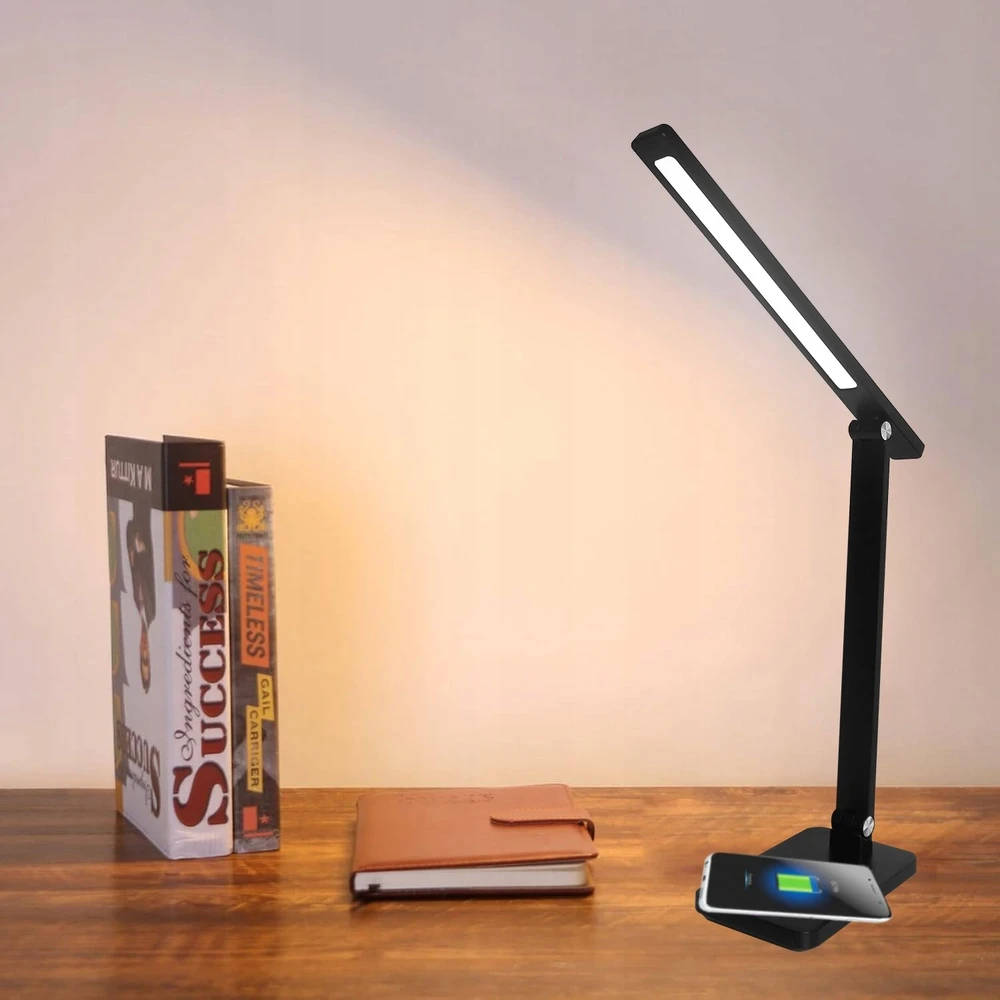 LED stalinė lempa 10W, 300045006000K, indukcinis įkrovimas, jutiklinis valdymas, reguliatorius, juoda, LTC