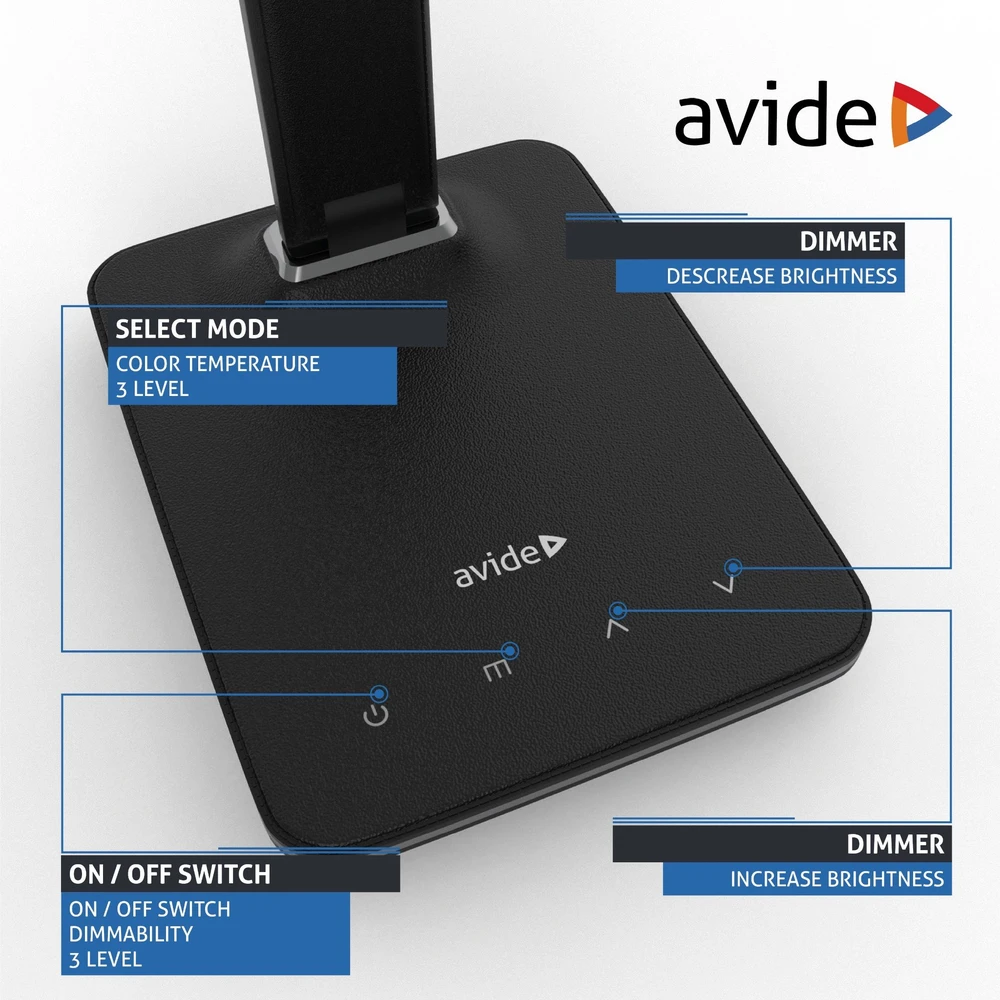 Avide LED stalinis šviestuvas Office 6W LCD odos imitacija juodas
