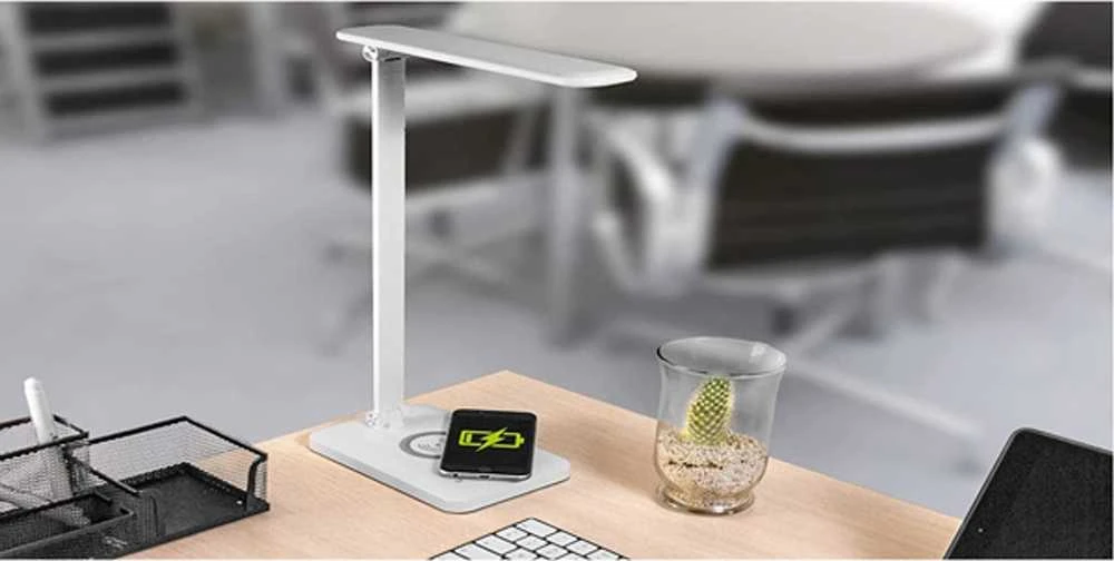 Orno ISIYO LED 7W stalinė lempa su indukciniu ir USB įkrovikliu, 390lm, 3000-4000-6000K, spalvos temperatūros keitimo ir pritemdymo funkcija, balta
