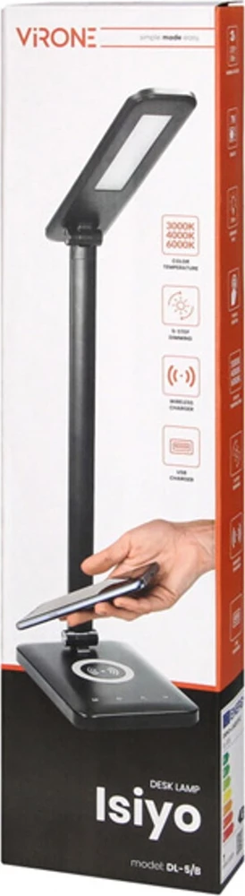 Orno ISIYO LED 7W Stalinė lempa su indukciniu įkrovikliu ir USB, 390lm, 3000-4000-6000K, spalvos temperatūros keitimas ir pritemdymas, juoda