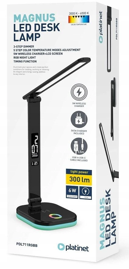 Platinet stalinė lempa PDL711RGB, juoda (46217)