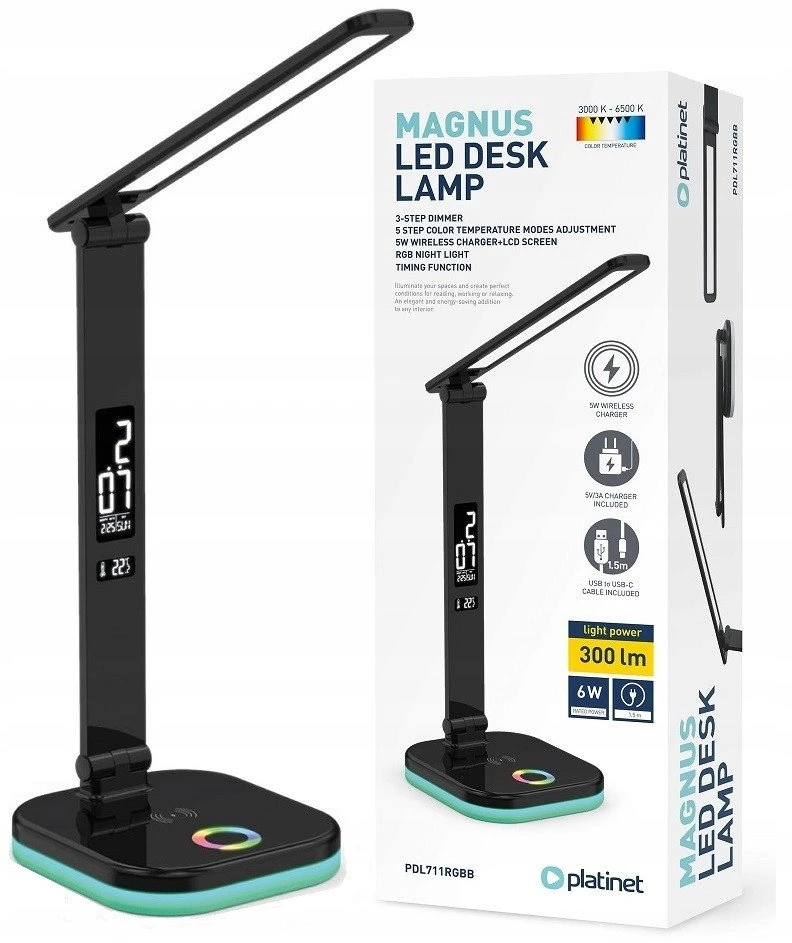 Platinet stalinė lempa PDL711RGB, juoda (46217)