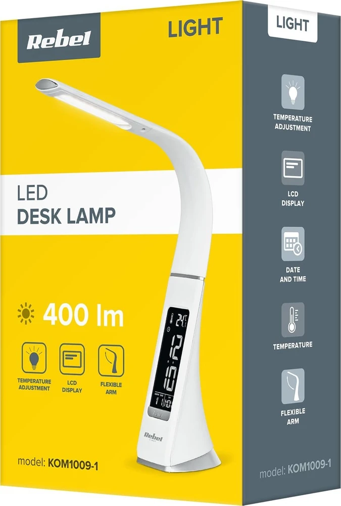 REBEL LED stalinė lempa (laikrodis, data, temperatūra)