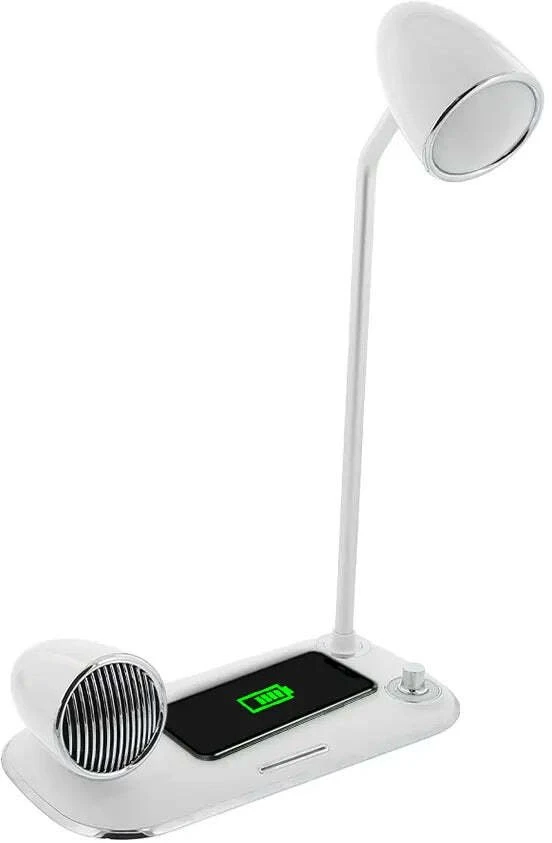 Tellur Nostalgia Wireless Desk Charger, Bluetooth Speaker, Desk Lamp baltas