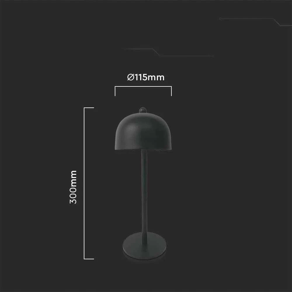 V-tac 3W LED įkraunamas stalinis šviestuvas, juodas, 3000/6000K, dimeriuojamas