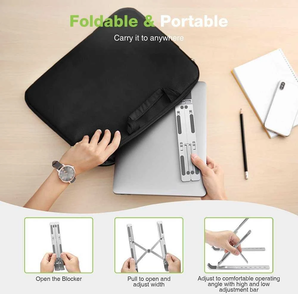 TECHLY Foldable Aluminum Stand for Notebook Planšetė and Išmanusis telefonas from 10inch to 16inch