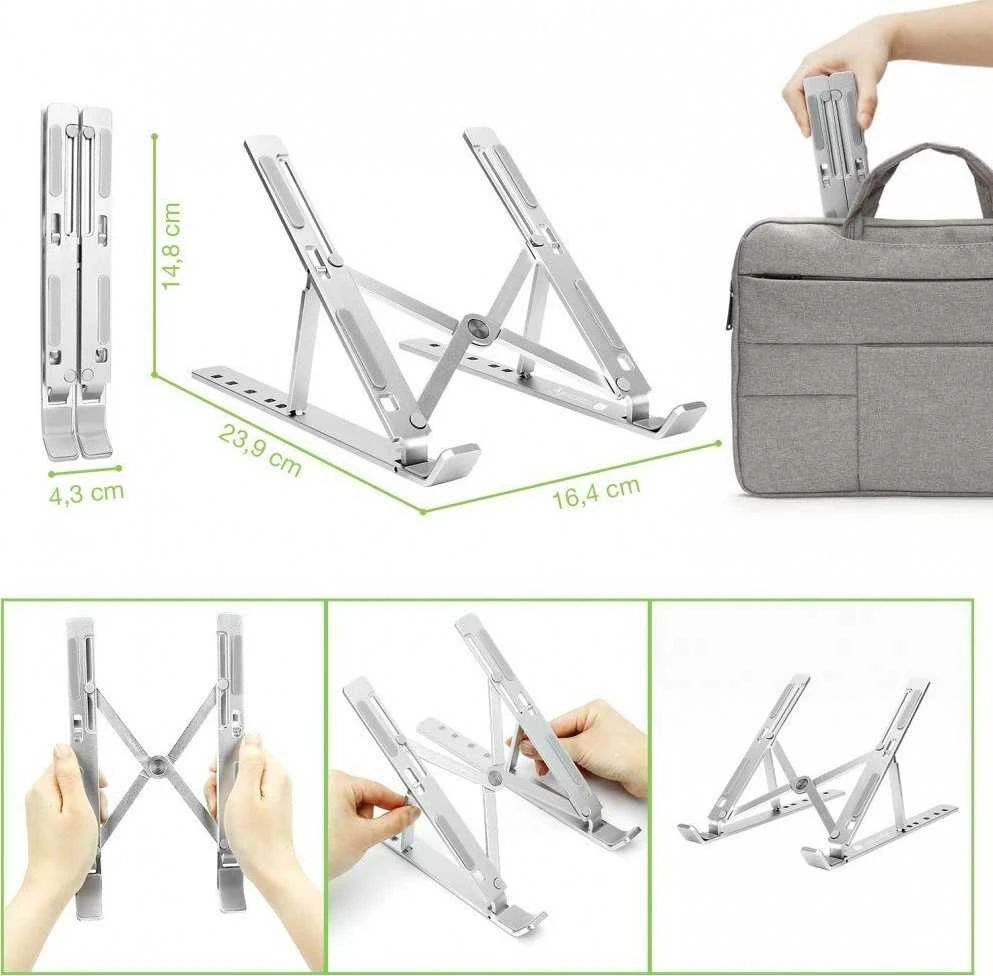 TECHLY Foldable Aluminum Stand for Notebook Planšetė and Išmanusis telefonas from 10inch to 16inch