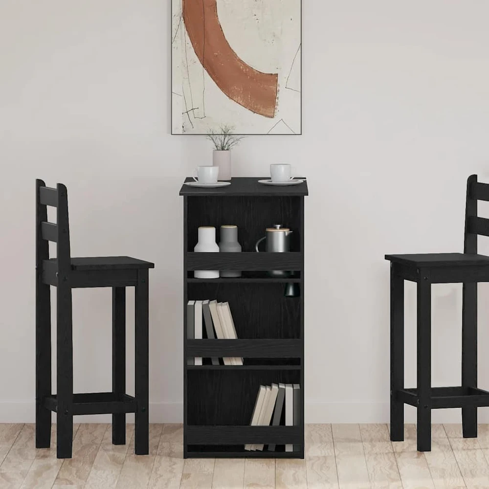Baro stalas su lentyna, juodos ąžuolas, 102x50x103,5cm, mediena