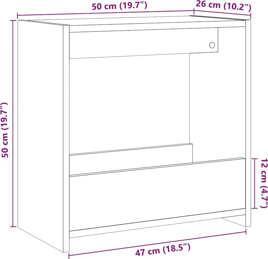 šoninis staliukas Sena mediena 50x26x50 cm Inžinerinė mediena