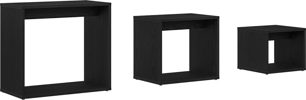 Suklijuotas stalas 3 vnt. Juodas ąžuolas 55 x 30 x 50 cm