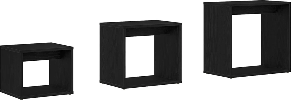 Suklijuotas stalas 3 vnt. Juodas ąžuolas 55 x 30 x 50 cm