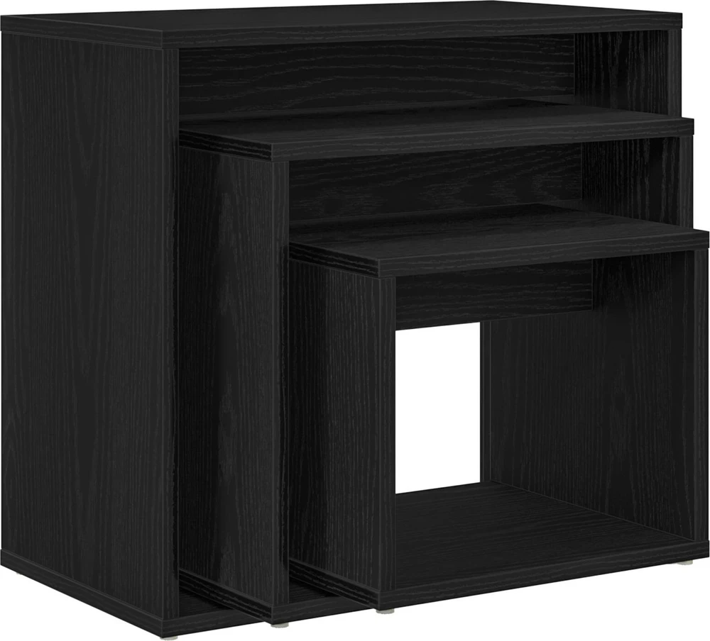 Suklijuotas stalas 3 vnt. Juodas ąžuolas 55 x 30 x 50 cm
