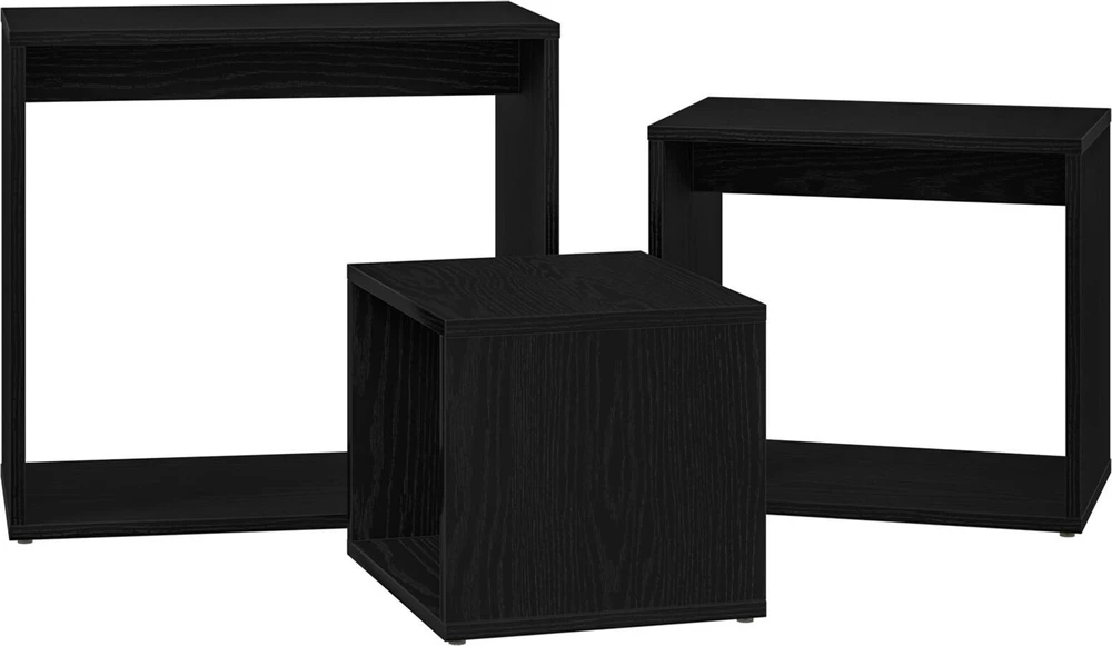 Suklijuotas stalas 3 vnt. Juodas ąžuolas 55 x 30 x 50 cm