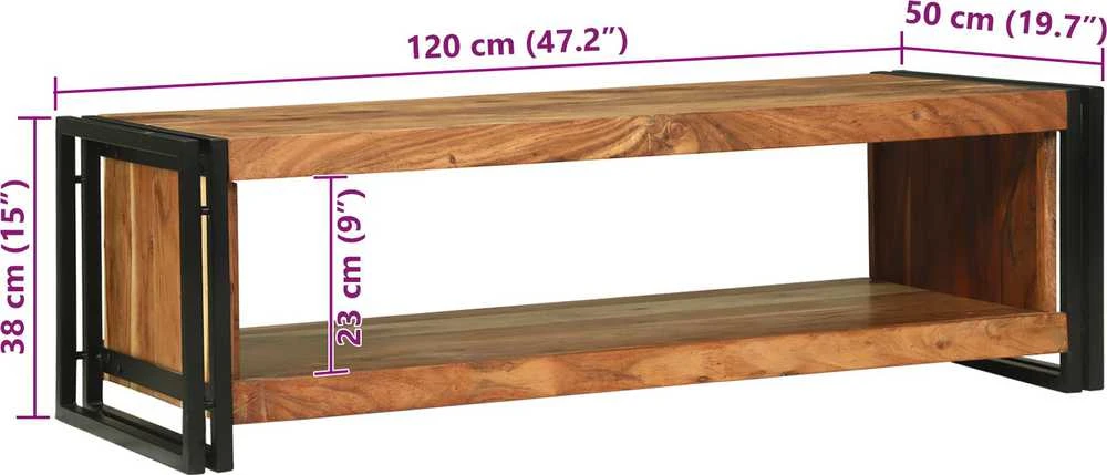 Kavos staliukas Ruda 120 x 50 x 38 cm Kietos akacijos mediena