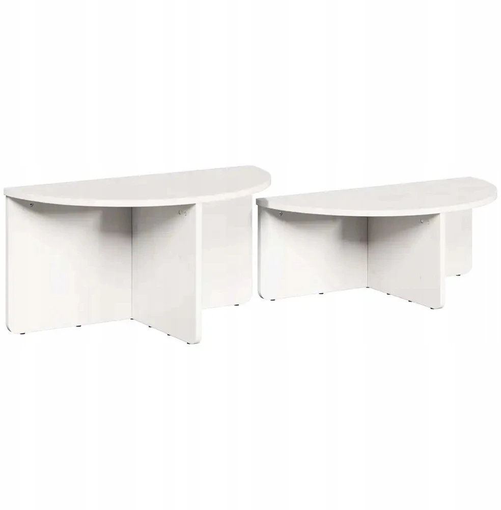 Kavos staliukas 2 vnt. Balta 79 x 39,5 x 40 cm Pušies masyvas