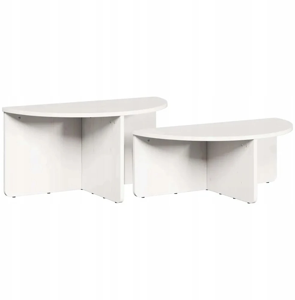 Kavos staliukas 2 vnt. Balta 79 x 39,5 x 40 cm Pušies masyvas