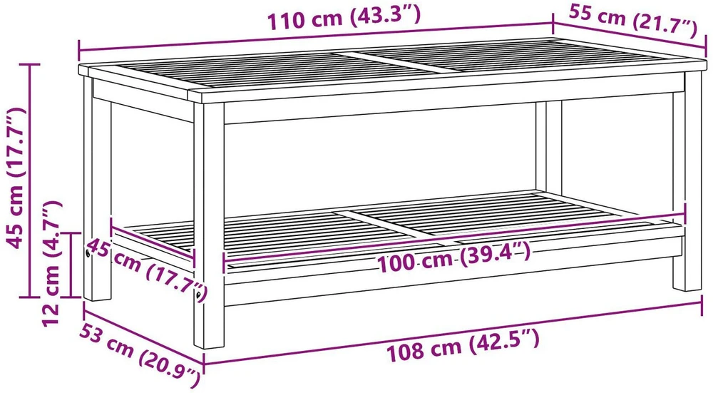 Šoninis stalas Natūralus aliejus 110 x 55 x 45 cm