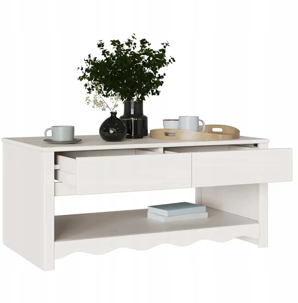 Kavos staliukas su stalčių Drammen Balta 99 x 55 x 45 cm