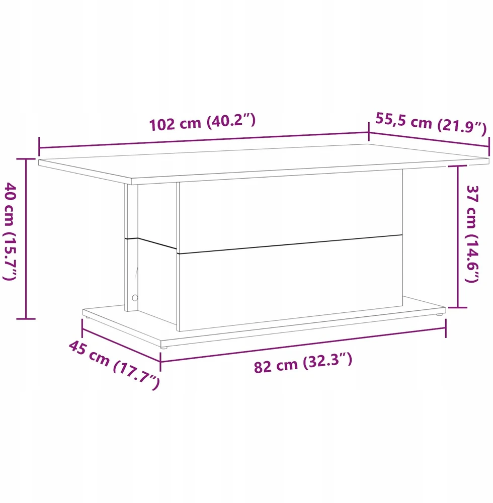 Kavos staliukas Juodas ąžuolas 102 x 55,5 x 40 cm