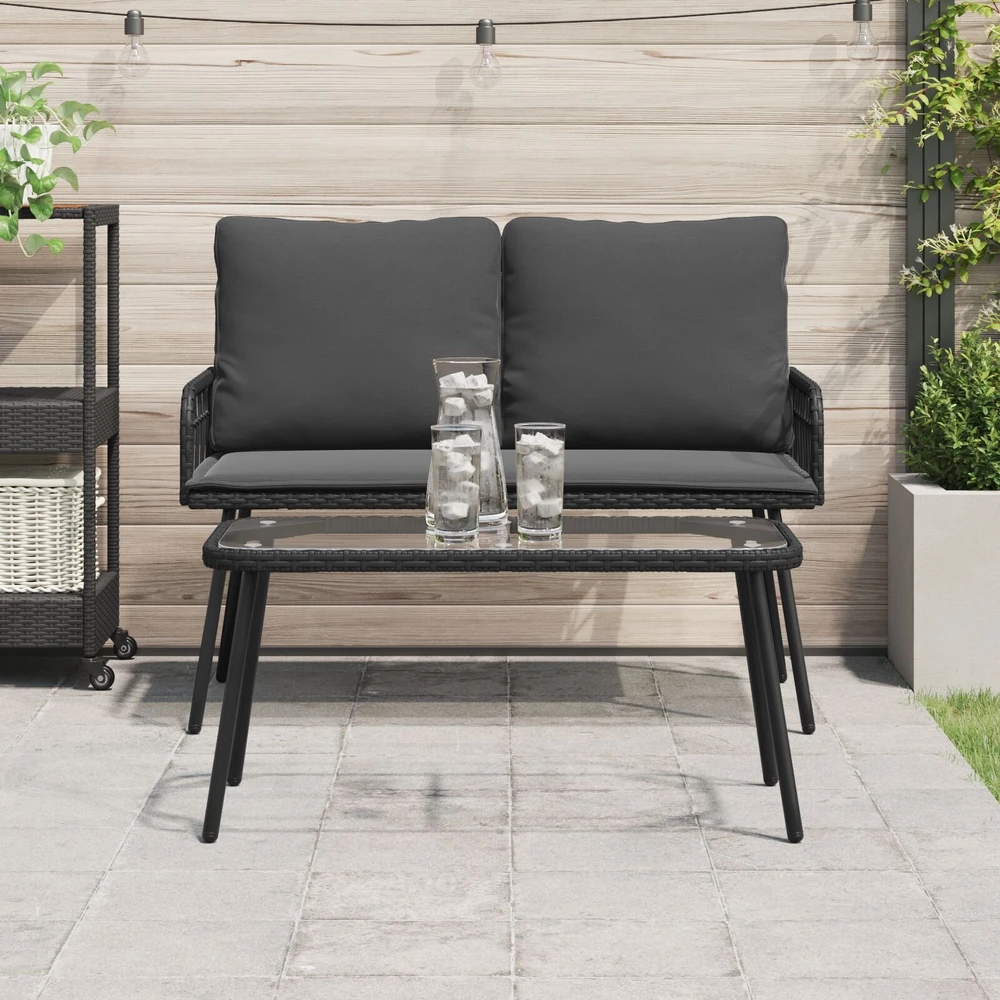 Kavos staliukas Juoda 90 x 45 x 43 cm poliratanas