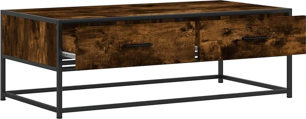 Kavos staliukas, dūminis, 100x50x35cm, apdirbta mediena/metalas