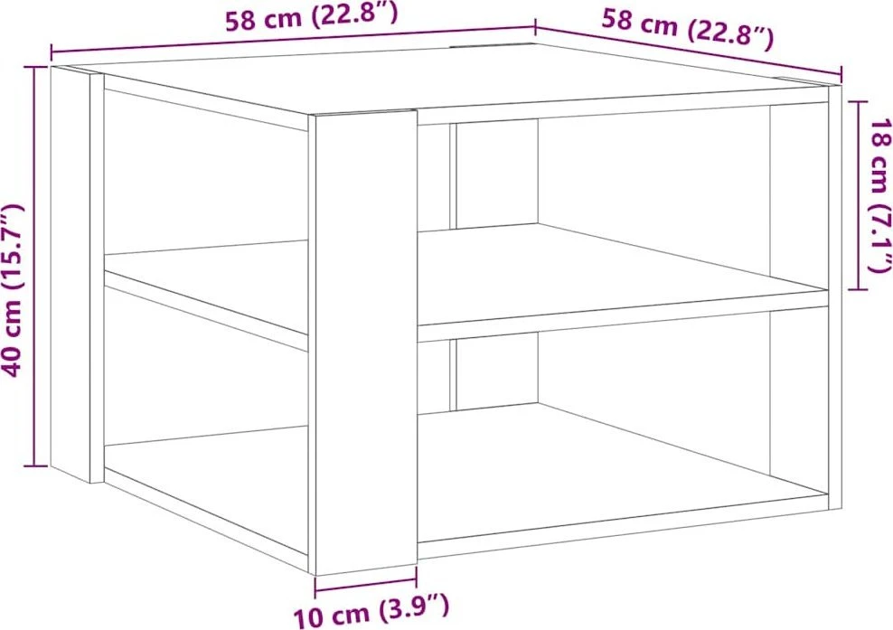 kavos staliukas Old Wood 58x58x40 cm Engineered Wood