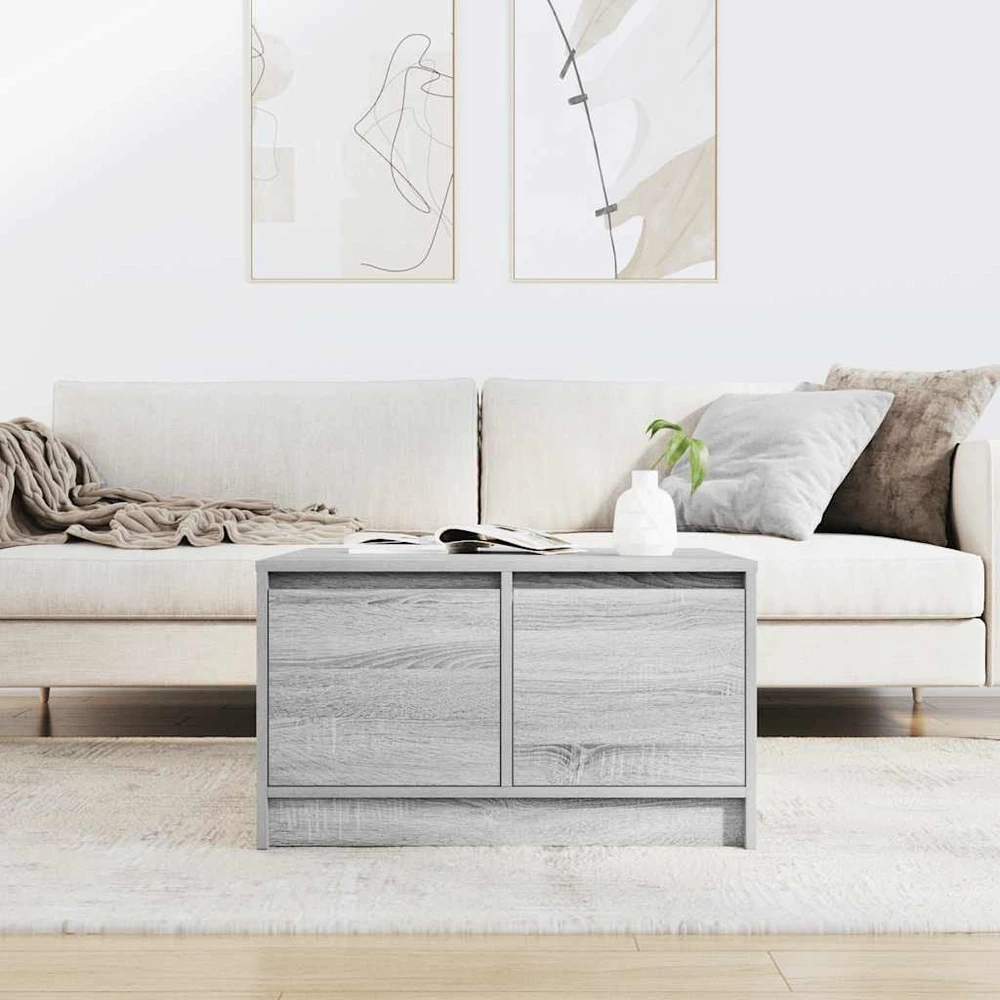 kavos staliukas su stalčiais, pilkas sonoma, 70,5x70x40 cm