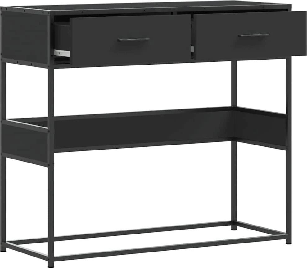 konsolinis stalas juodas 90x35x80 cm inžinierinis medis