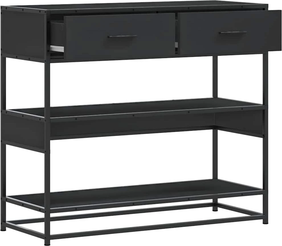 konsolinis stalas juodas 90x35x80 cm inžinierinis medis