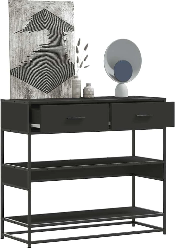 konsolinis stalas juodas 90x35x80 cm inžinierinis medis