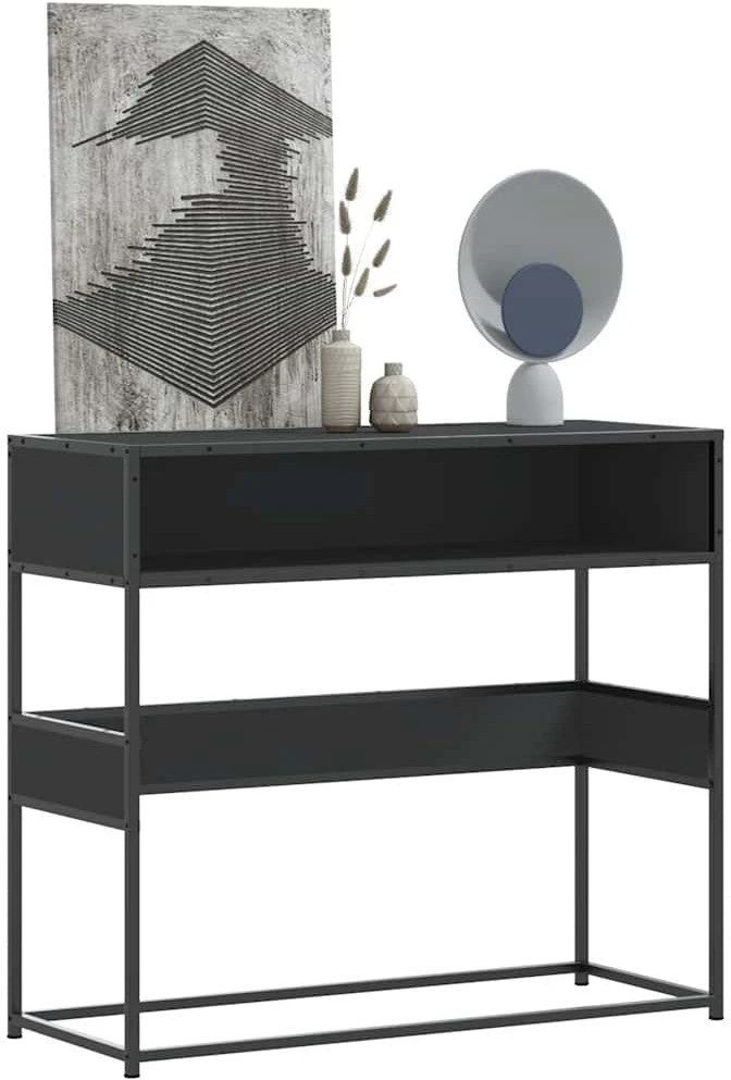 konsolinis stalas juodas 90x35x80 cm inžinierinis medis