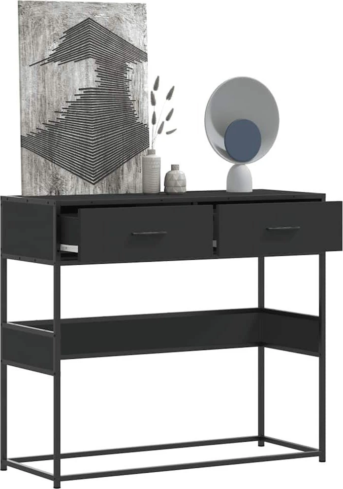 konsolinis stalas juodas 90x35x80 cm inžinierinis medis