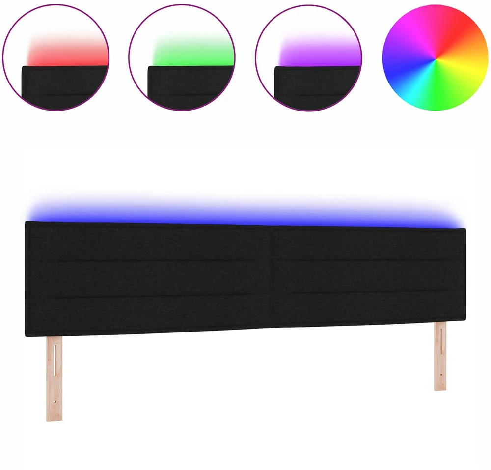 LED galvūgalis su LED juostelėmis Juodas 200 cm audinys