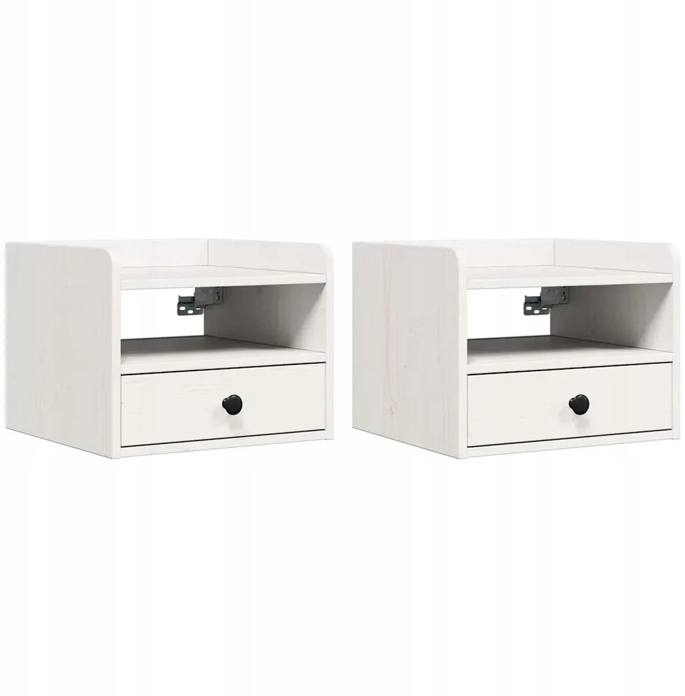 Naktinis staliukas 2 pcs Balta 38 x 36 x 29,5 cm Pušies masyvas