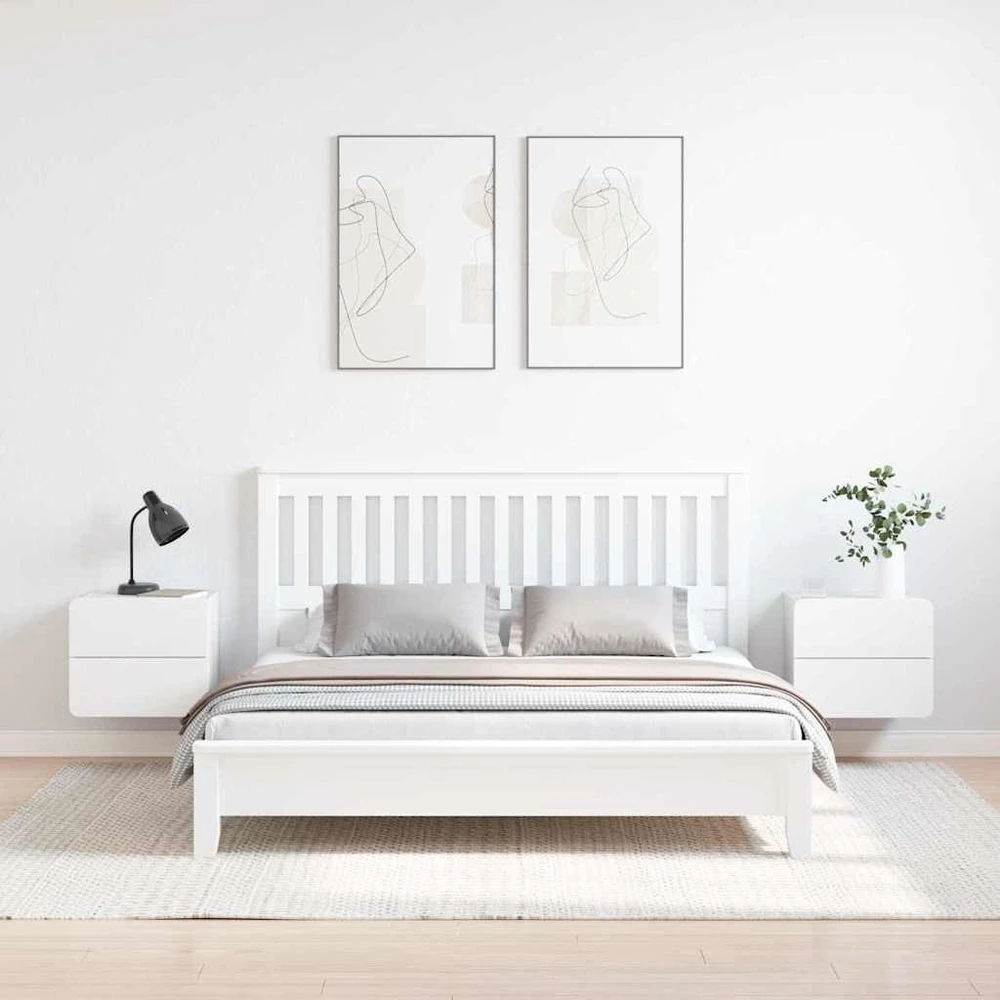 Naktinis staliukas su stalčių 2 pcs Balta 39 x 34 x 33 cm