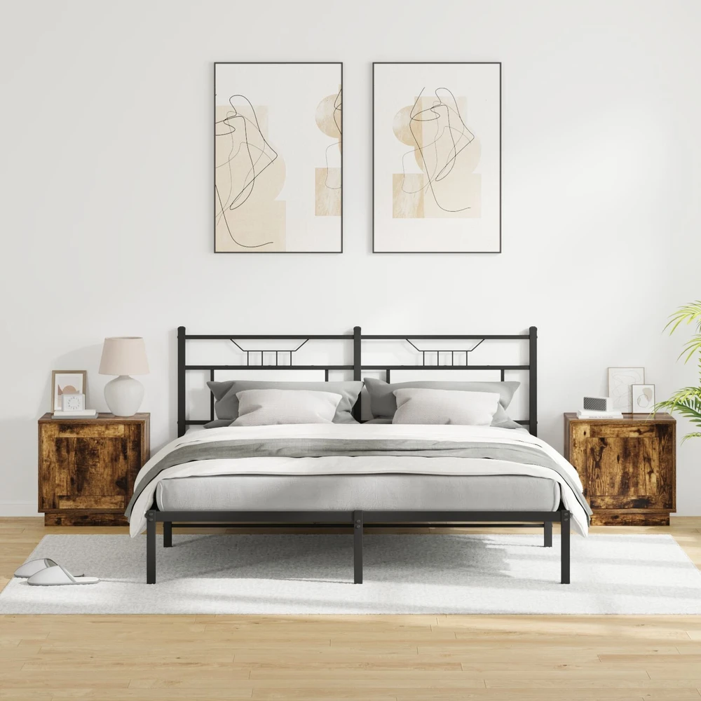 Šalia lovos spintelė 2 pcs Rūkyta ąžuolas 44 x 34,5 x 45 cm