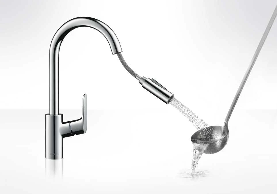 Hansgrohe Focus 240 virtuvinis maišytuvas su ištraukiamu snapu, chromas