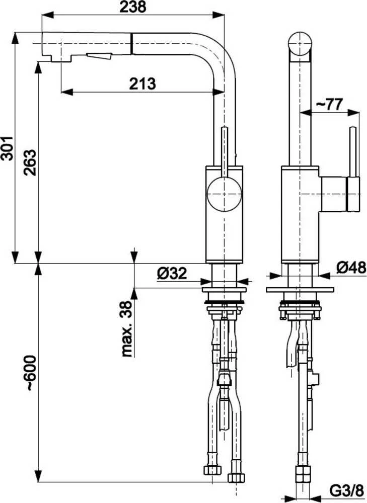 Virtuvinis maišytuvas KFA Duero Basic stovi inox (6623-110-22)