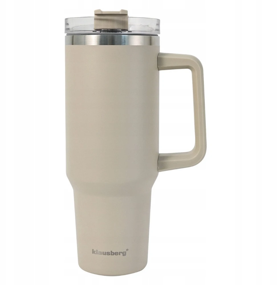 Puodelis Termosinis puodelis su šiaudeliu, smėlio spalvos, 1100 ml, nerūdijančio plieno, klausberg, kb-7944