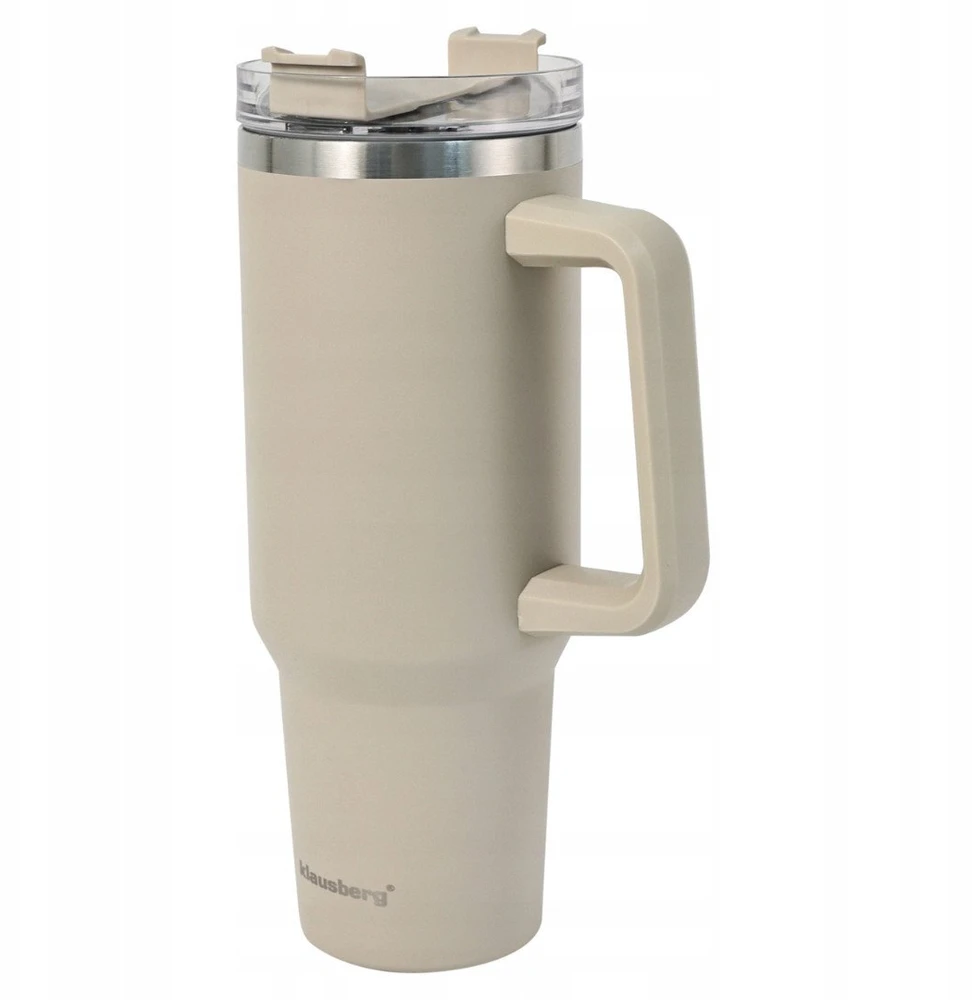 Puodelis Termosinis puodelis su šiaudeliu, smėlio spalvos, 1100 ml, nerūdijančio plieno, klausberg, kb-7944