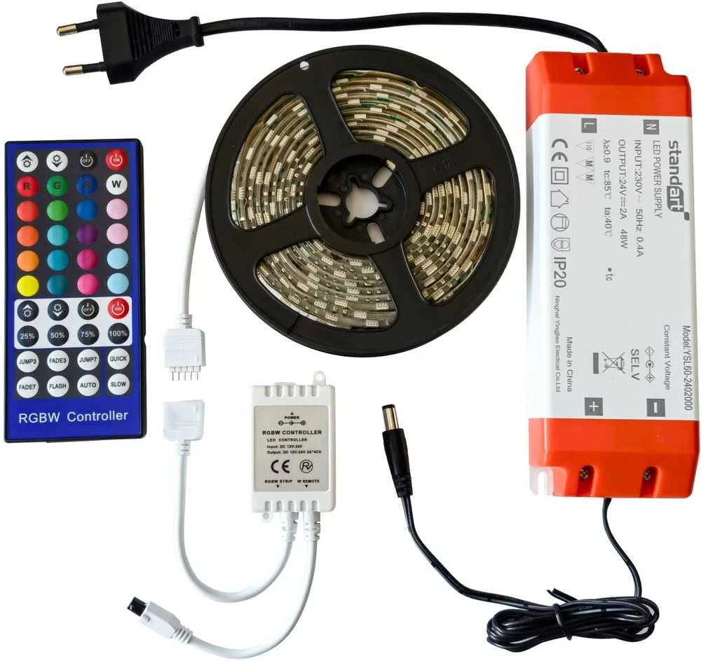 Standart LED juostinė juosta su jaunu RGBW SMD5050 15W/m 5220lm 3m IP65 24V