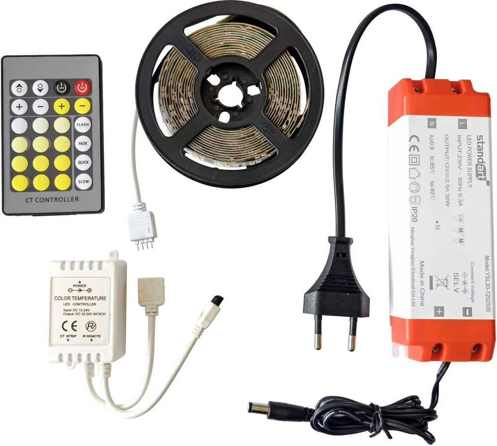 Standart LED juosta rinkinys CCT-T SMD2835 9.3W/m 3170lm 3 m IP20 12V