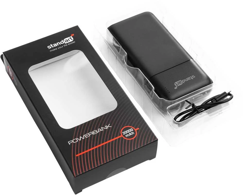 Nešiojamas įkroviklis Standart PB68, 20000 mAh, juoda
