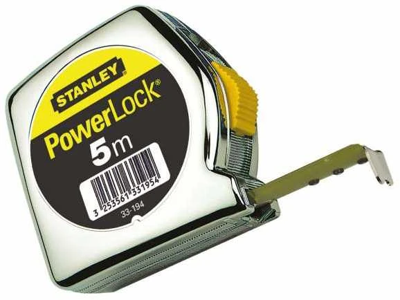 STANLEY RULETĖ 3mx12,7mm POWERLOCK CHROM KORTELĖ