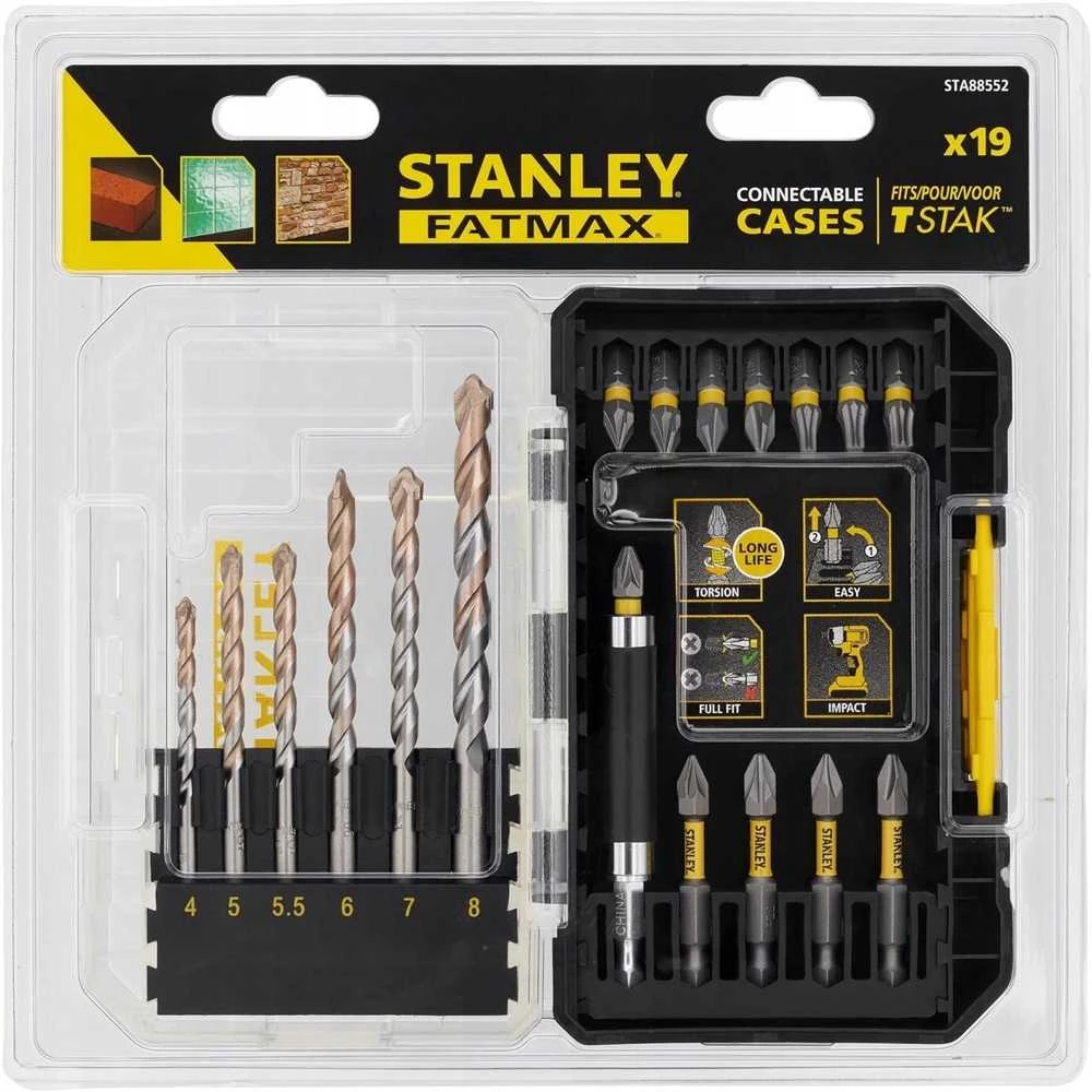 Stanley 19 dalių rinkinys mūro gręžimui ir smūginiam gręžimui