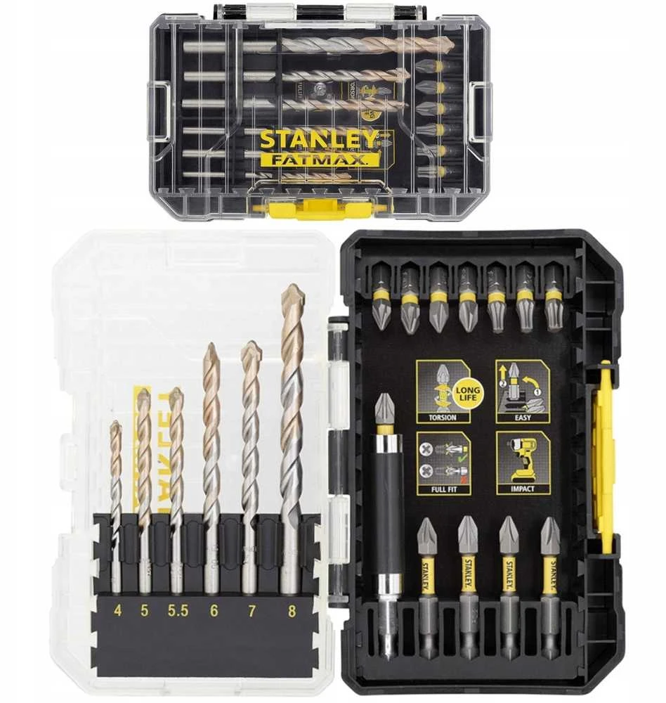 Stanley 19 dalių rinkinys mūro gręžimui ir smūginiam gręžimui