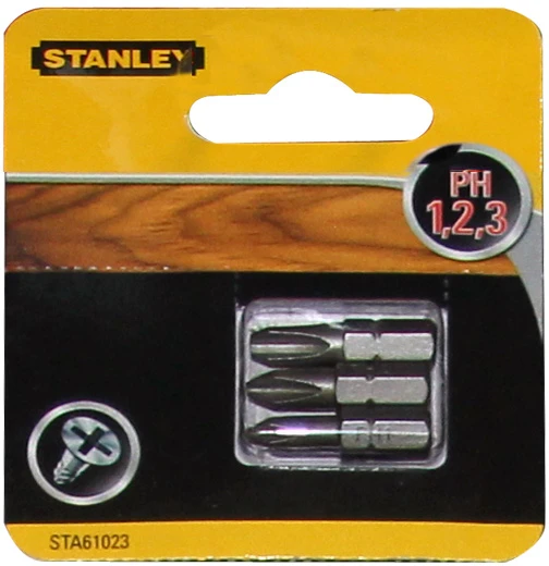 Stanley Koncówki Atsuktuvų antgalių rinkinys – „Philips“ ph1, 2, 3/25 (3 vnt.)