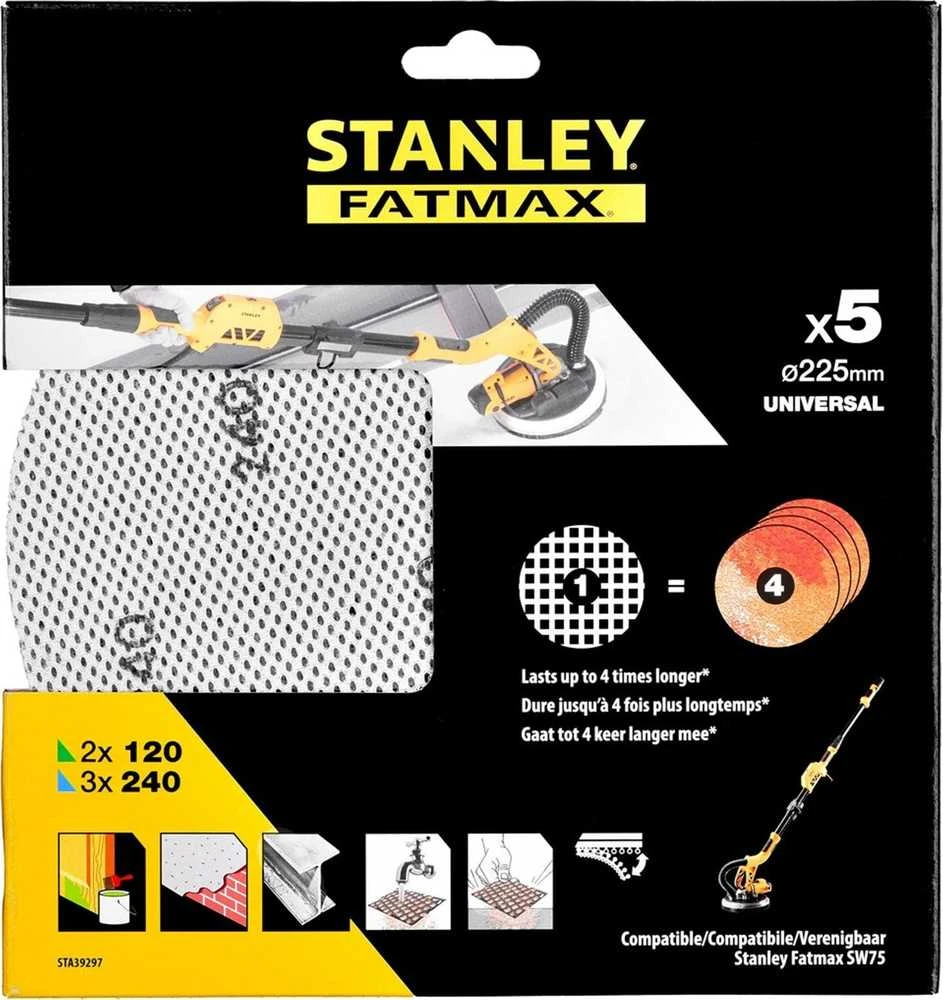 Šlifavimo tinkleliai Stanley Fatmax 225 mm STA39297-XJ 5 vnt