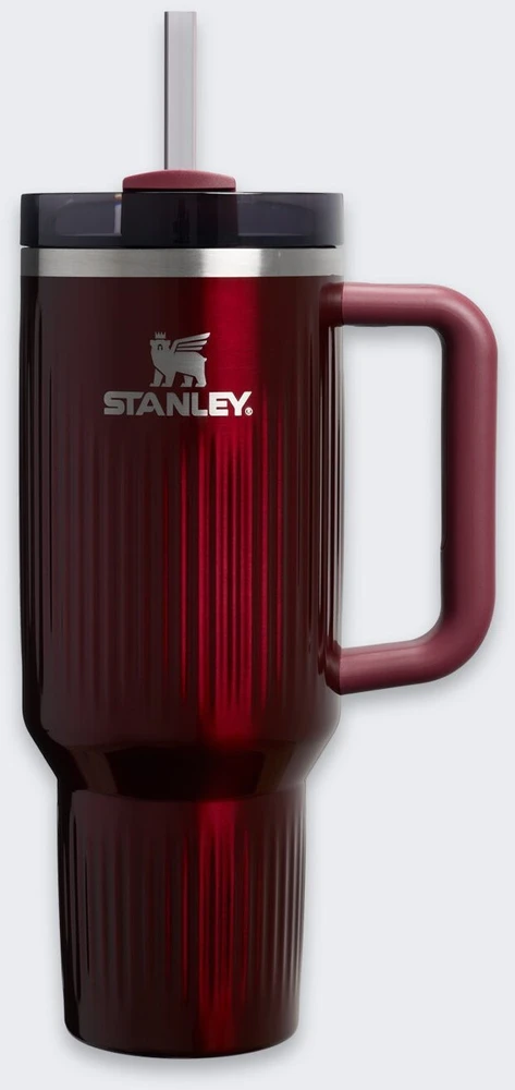 Stanley termosinis puodelis su šiaudeliu „The Quencher H2.0 Fluted Tumbler“, 1,18 l, blizgios kaštoninės spalvos