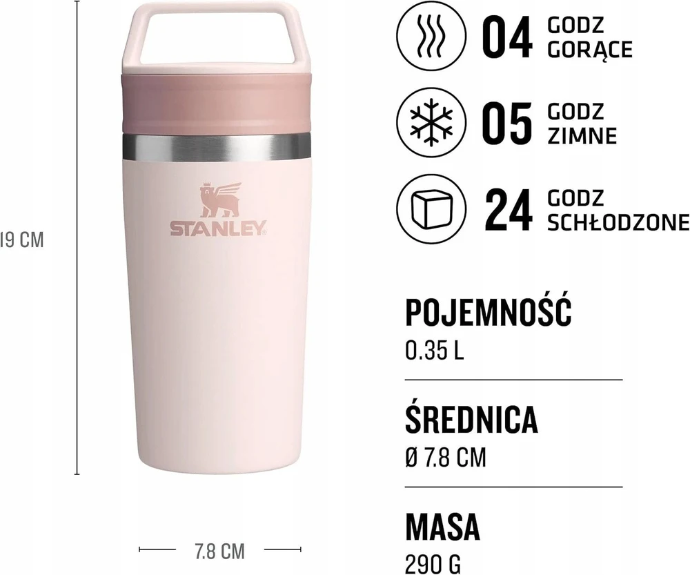 Kelioninis termo puodelis Stanley the Café-To-Go Rose Quartz, 350 ml